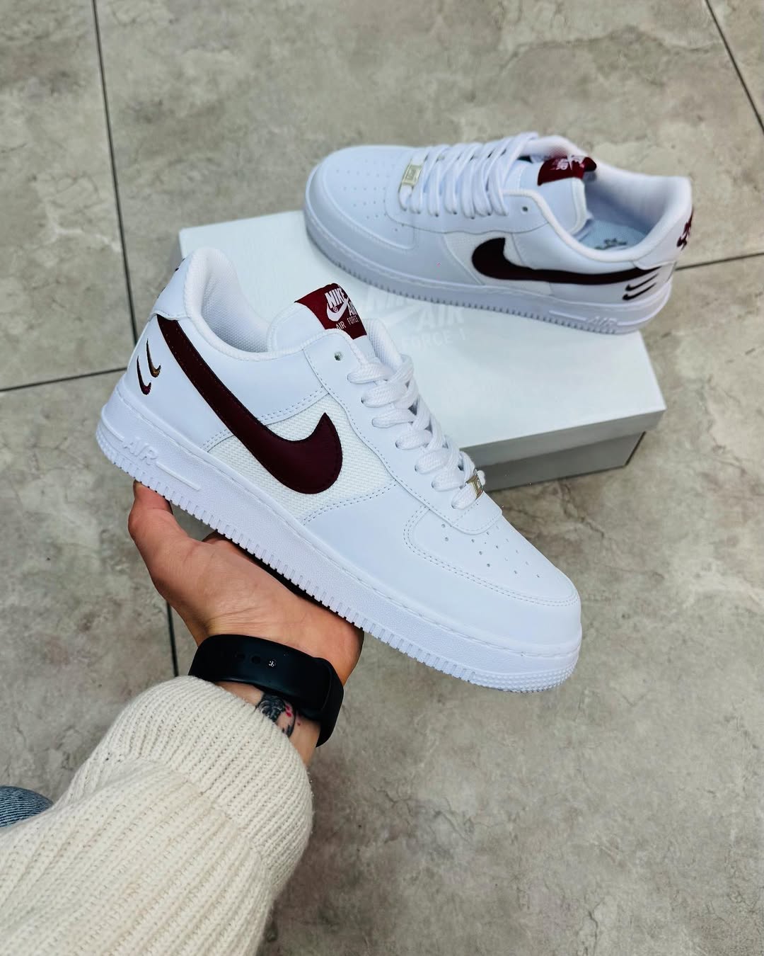 NIKE AİR FORCE BEYAZ BORDO
